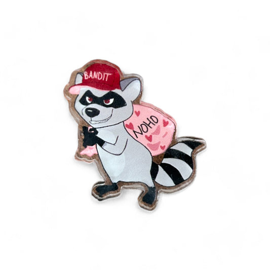 NOHO "SWEETHEARTS" RACCOON BANDIT PIN