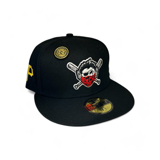 PITTSBURGH PIRATES "RED BANNED MASK" LOGO PATCH NEW ERA 59FIFTY HAT