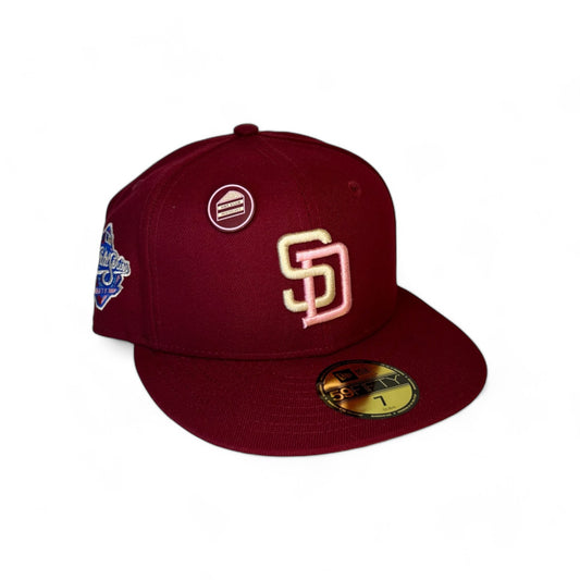 SAN DIEGO PADRES "1.0 RED VELVET" 1998 WORLD SERIES NEW ERA 59FIFTY HAT